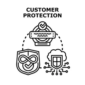 Customer protection encompassing secure online transactions and data privacy Stock Illustration
