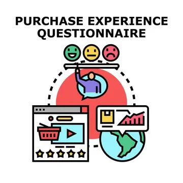 Customer purchase experience questionnaire for feedback analysis Stock Illustration