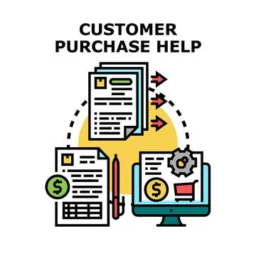 Customer purchase help process concept illustration Stock Illustration