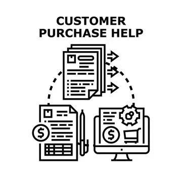 Customer purchase help process concept illustration Stock Illustration