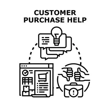 Customer purchase help strategy online support communication Stock Illustration
