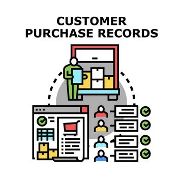 Customer purchase records management and online order tracking Stock Illustration
