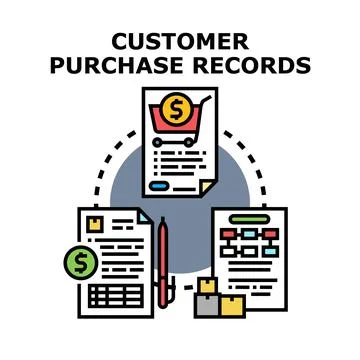 Customer purchase records tracking sales data concept Stock Illustration
