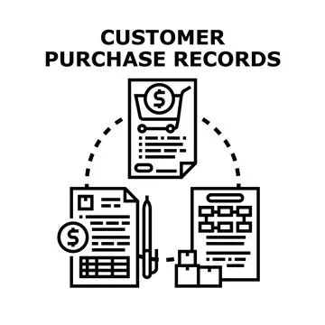 Customer purchase records tracking sales data concept Stock Illustration
