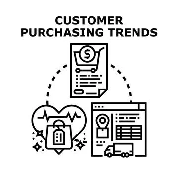 Customer purchasing trends analysis for market research Stock Illustration