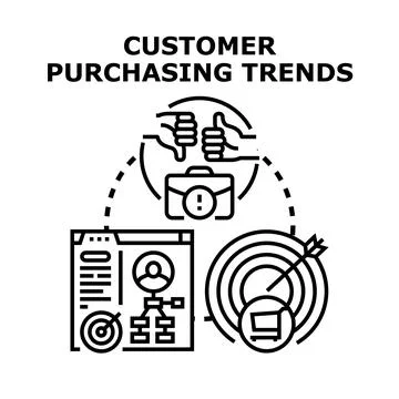 Customer purchasing trends analytics and decision making Stock Illustration