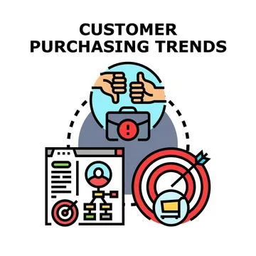Customer purchasing trends analytics and decision making Stock Illustration