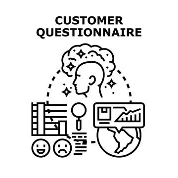 Customer questionnaire concept collecting feedback and analyzing data Stock Illustration