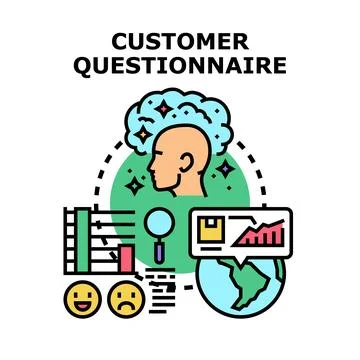 Customer questionnaire concept collecting feedback and analyzing data Stock Illustration