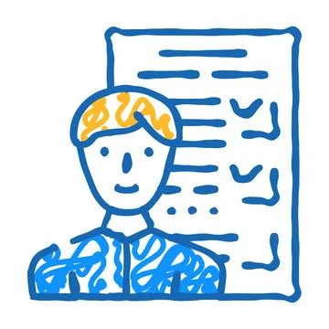 Customer questionnaire kyc icon doodle illustration Illustrazione stock