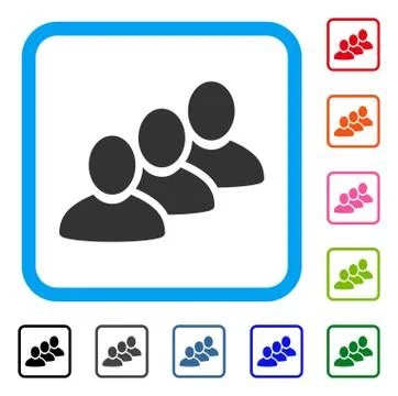 Customer Queue Framed Icon Stock Illustration