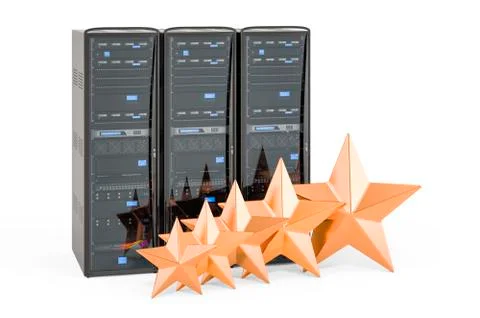 Customer rating of computer servers, concept. 3D rendering Illustrazione stock