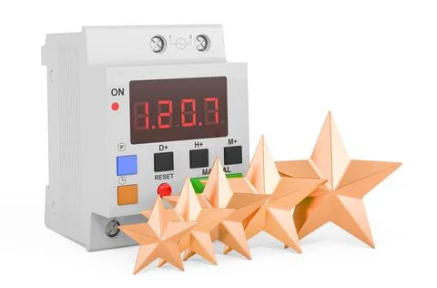 Customer rating of digital timer switch. 3D rendering Illustrazione stock