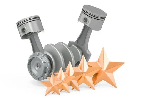 Customer rating of engine pistons. 3D rendering Stock Illustration