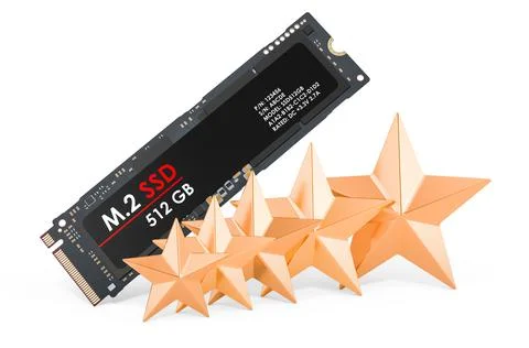 Customer rating of M2 SSD. 3D rendering Stock Illustration