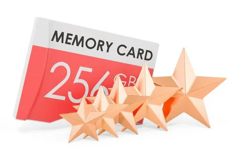 Customer rating of memory card. 3D rendering Illustrazione stock