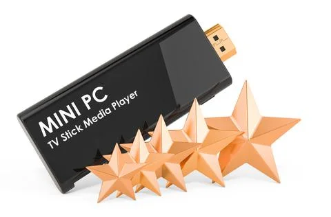Customer rating of Mini PC TV Dongle Stick. 3D rendering Stock Illustration