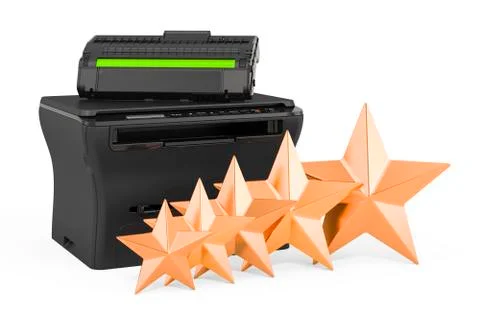 Customer rating of multifunction printer MFP, concept. 3D rendering Stock Illustration