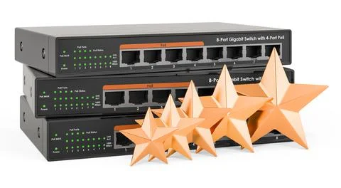 Customer rating of network switch. 3D rendering Stock Illustration