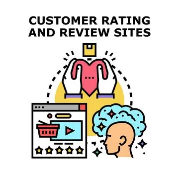 Customer rating review website evaluating user experience Stock Illustration