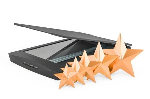 Customer rating of scanner concept. 3D rendering Stock Illustration
