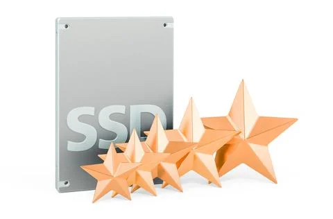 Customer rating of SSD. 3D rendering Illustrazione stock