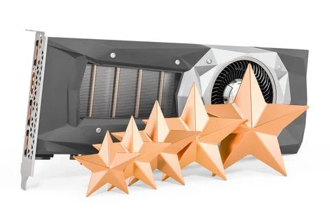 Customer rating of video card GPU. 3D rendering Stock Illustration