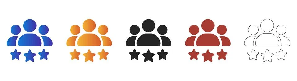 Customer ratings group icon set for business feedback Illustrazione stock