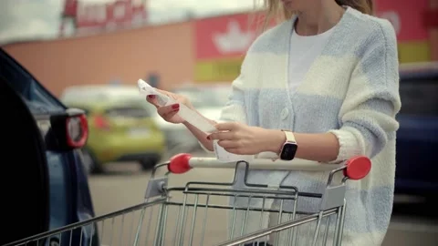 Customer Receipt Bill Discovering Expensive Total.Cash Register Money Spending Stock Footage 201481530