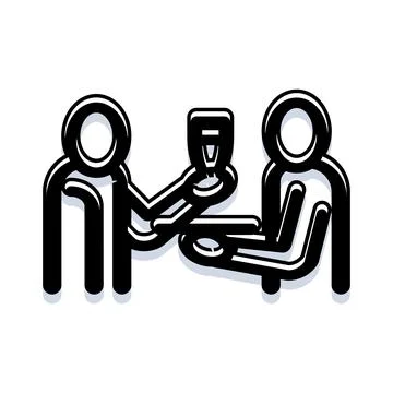 Customer receiving drink from server icon concept Stock Illustration