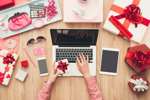 Customer receiving a gift Stock Photos