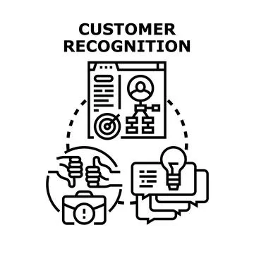 Customer recognition process with data, feedback, and communication Stock Illustration