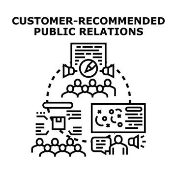 Customer recommending public relations strategy and promotion Stock Illustration