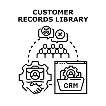 Customer records library for relationship managing system Stock Illustration