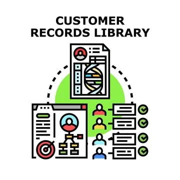 Customer records library storing user data information Stock Illustration