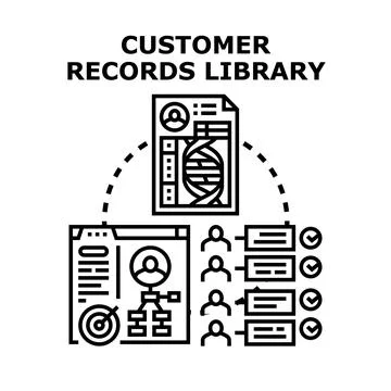 Customer records library storing user data information Stock Illustration