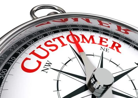 Customer red word on conceptual compass Stock Illustration