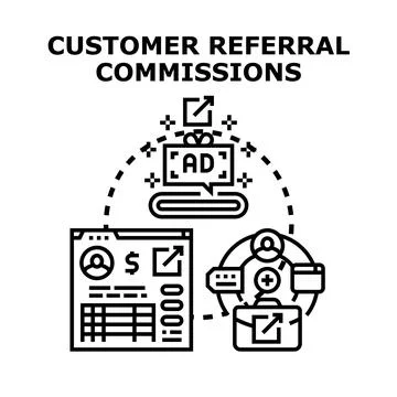 Customer referral commissions program earnings concept vector Illustrazione stock