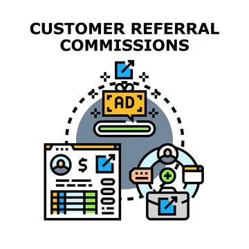 Customer referral commissions program earnings concept vector Stock Illustration