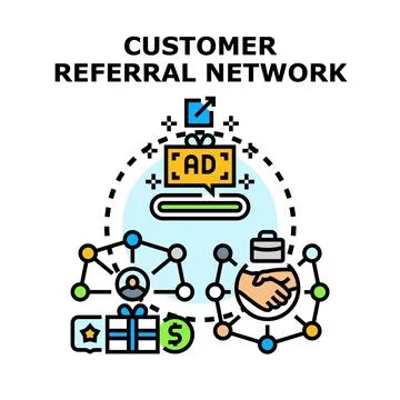 Customer referral network program concept illustration Stockillustratie
