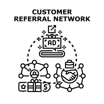 Customer referral network program concept illustration Stock Illustration