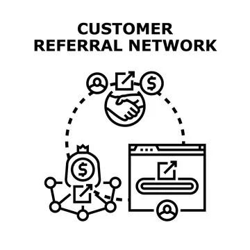 Customer referral network program concept illustration Stock Illustration