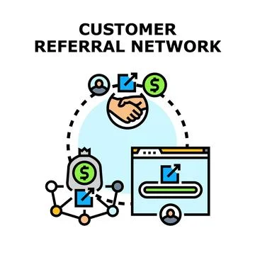 Customer referral network program concept illustration Stock Illustration