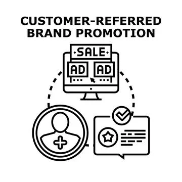 Customer referral program promoting online brand sales Stock Illustration