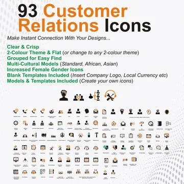 CUSTOMER RELATIONS BUSINESS ICON SET Stock Illustration