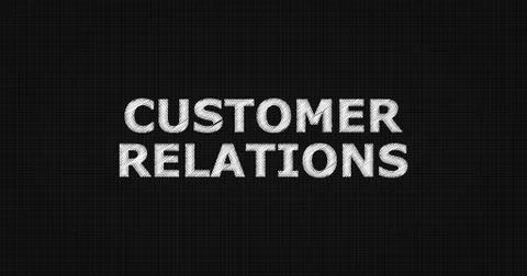 CUSTOMER RELATIONS text on board Illustrazione stock