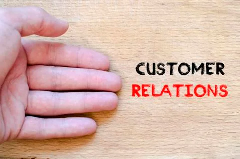 Customer relations text concept Stockfoto's