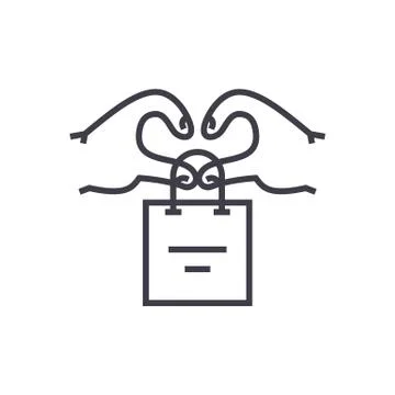 Customer relationship, client marketing vector line icon, sign, illustration  Illustrazione stock