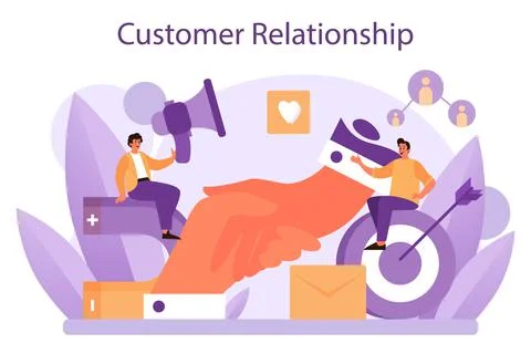 Customer relationship. Commercial program for client retention. Stock Illustration