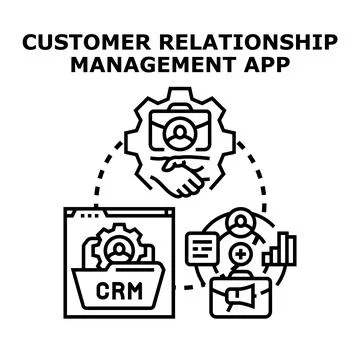 Customer relationship management app developing business strategy 스톡 일러스트